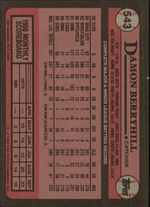 A0415- 1989 Topps Baseball Karten 401-600 + Rookies -du Pick- 15 + Gratis US - Bild 287 von 401