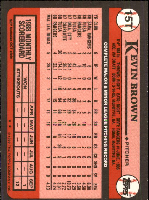 1989 Topps Traded #15T Kevin Brown back image