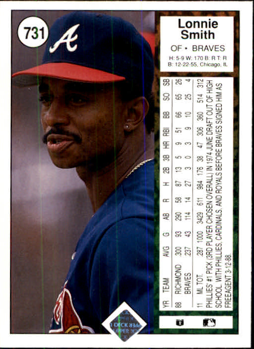 1989 Upper Deck #731 Lonnie Smith back image