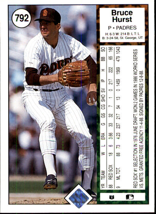 1989 Upper Deck #792 Bruce Hurst UER/World Series back image