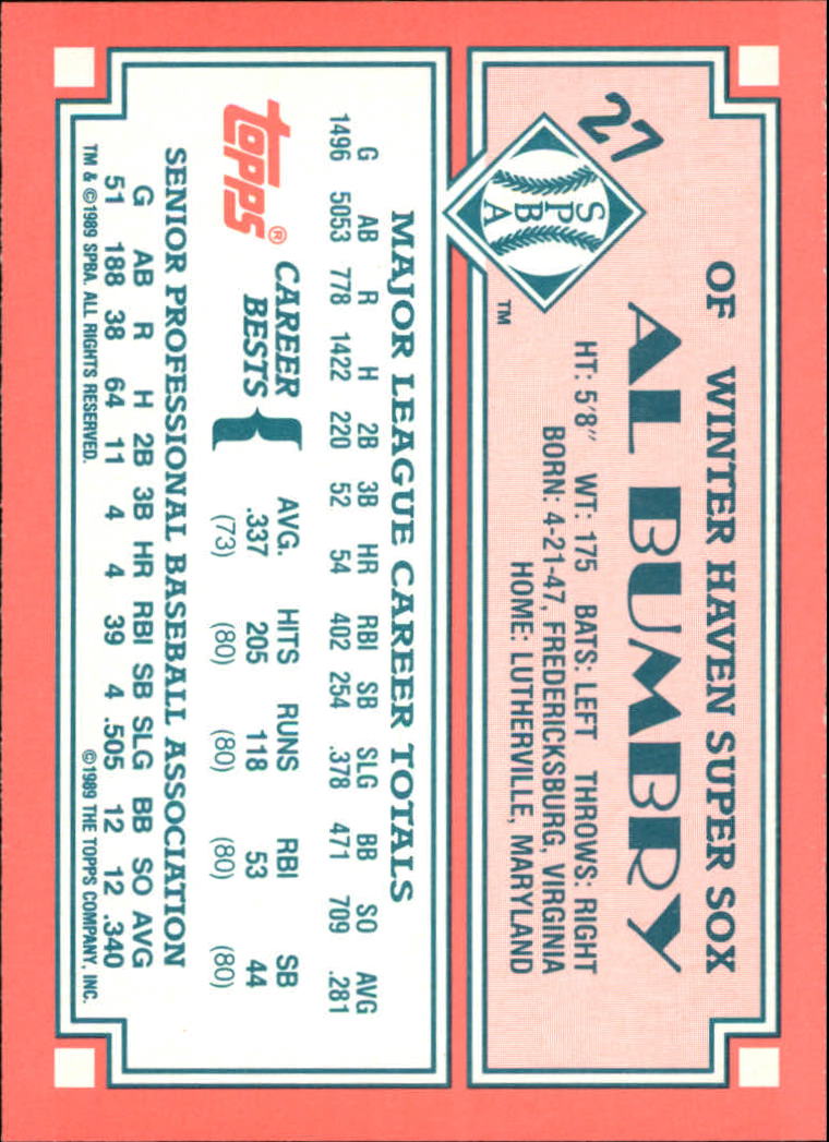 1989-90 Topps Senior League #27 Al Bumbry