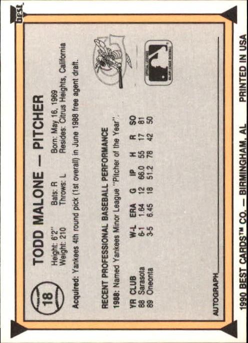 A1072- 1990 Best Baseball Minor League Cards 1-200 -You Pick- 15+ FREE US SHIP - Picture 35 of 379