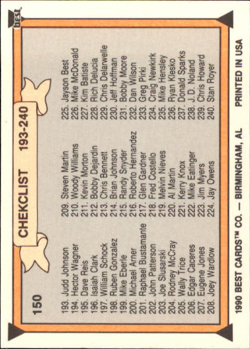 A1072- 1990 Best Baseball Minor League Cards 1-200 -You Pick- 15+ FREE US SHIP - Picture 291 of 379