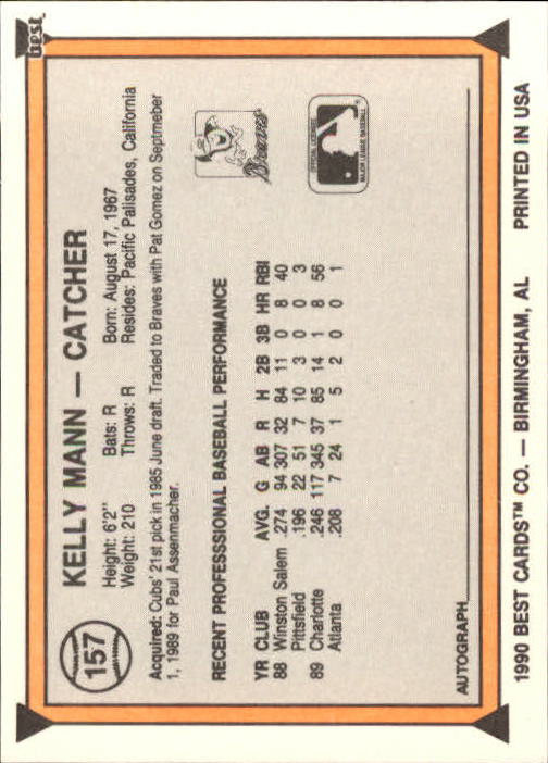 A1072- 1990 Best Baseball Minor League Cards 1-200 -You Pick- 15+ FREE US SHIP - Picture 303 of 379
