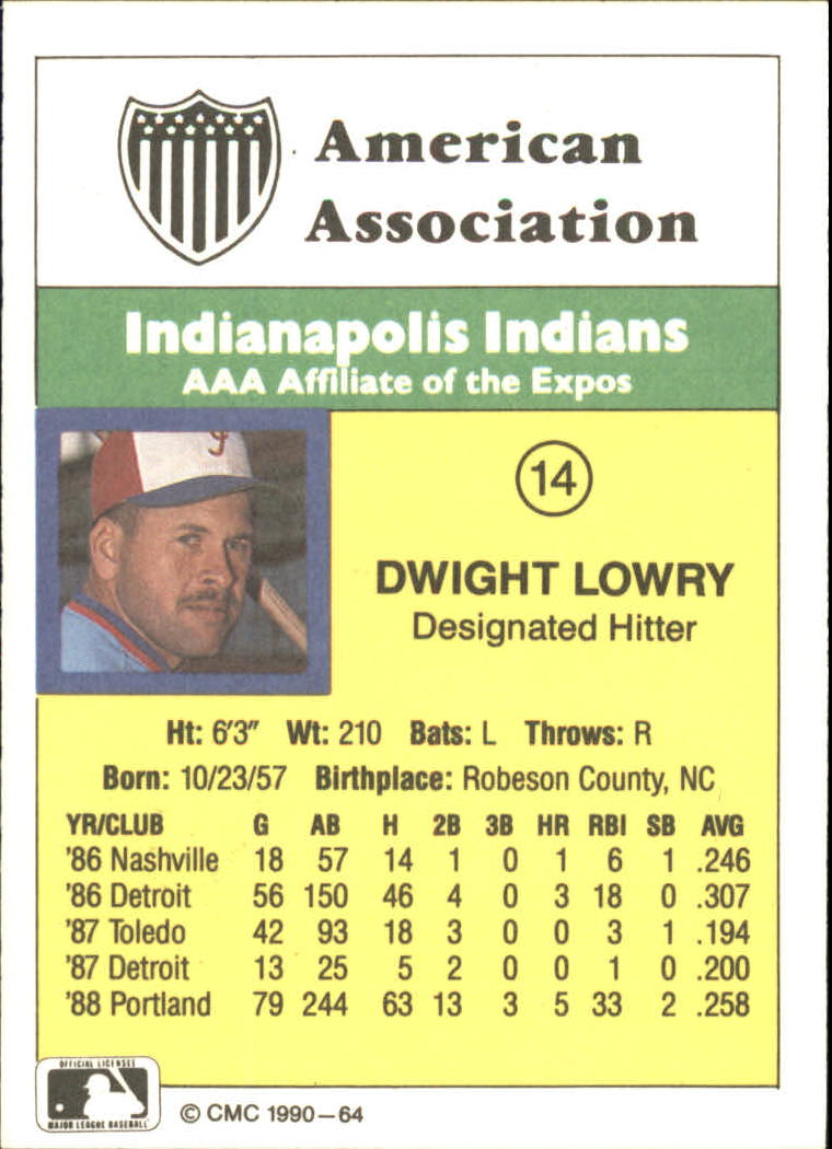 1990 CMC #64 Dwight Lowry back image