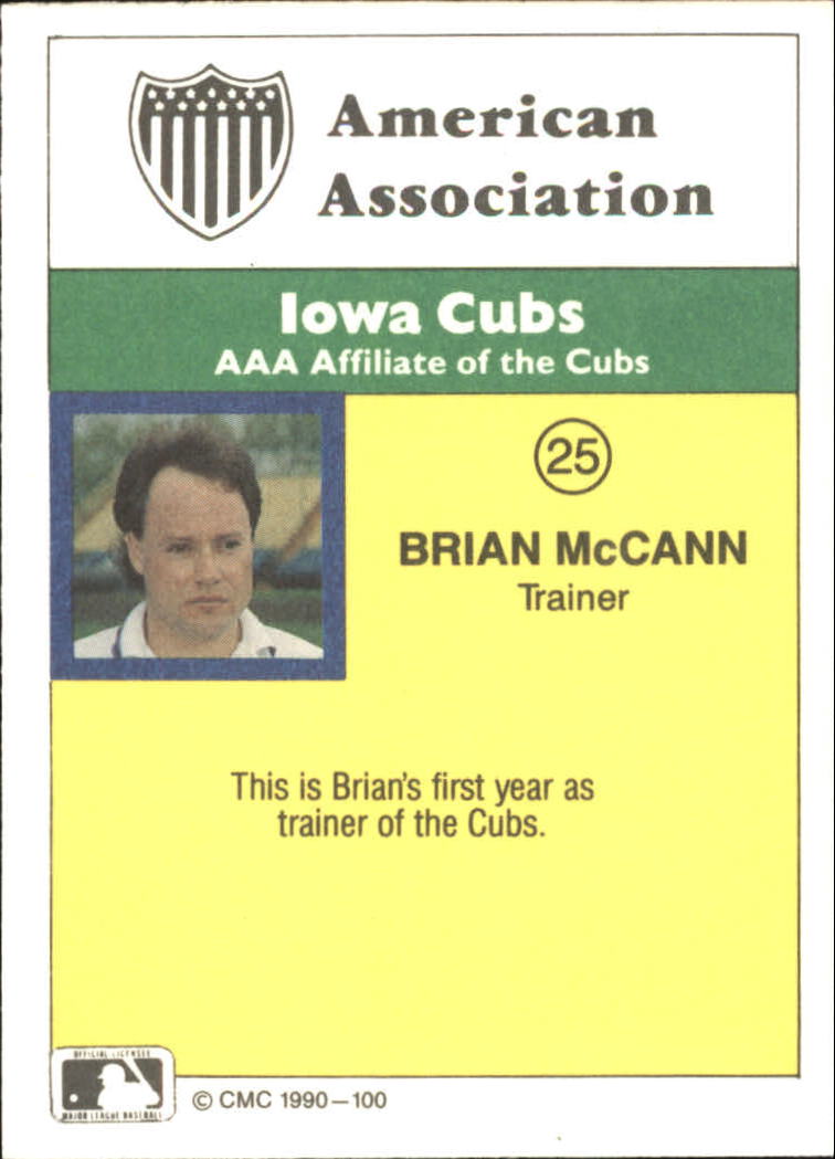 1990 CMC #100 Brian McCann TR back image
