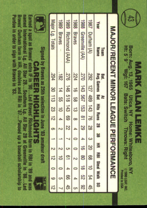1990 Donruss Rookies Baseball (Pick Card From List) C69 04-24 - Picture 77 of 101