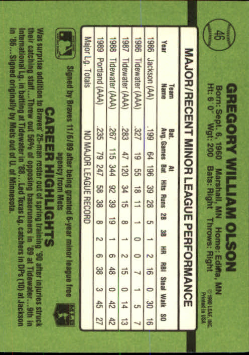 1990 Donruss Rookies Baseball (Pick Card From List) C69 04-24 - Picture 83 of 101