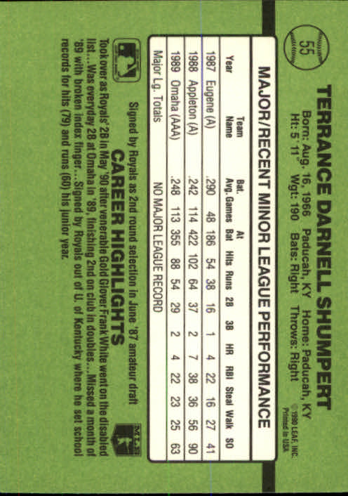 1990 Donruss Rookies #55 Terry Shumpert RC back image