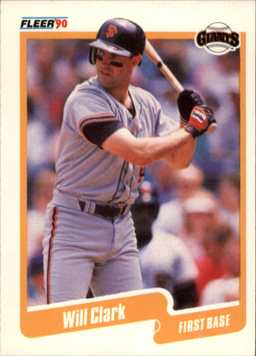1990 Fleer #54 Will Clark UER/Did You Know says/first in runs, should/say tied for first