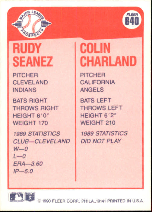 1990 Fleer #640 Rudy Seanez RC/Colin Charland RC back image