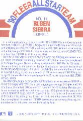 1990 Fleer All-Stars #11 Ruben Sierra back image