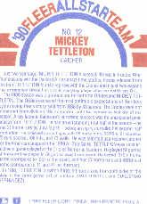 1990 Fleer All-Stars #12 Mickey Tettleton back image