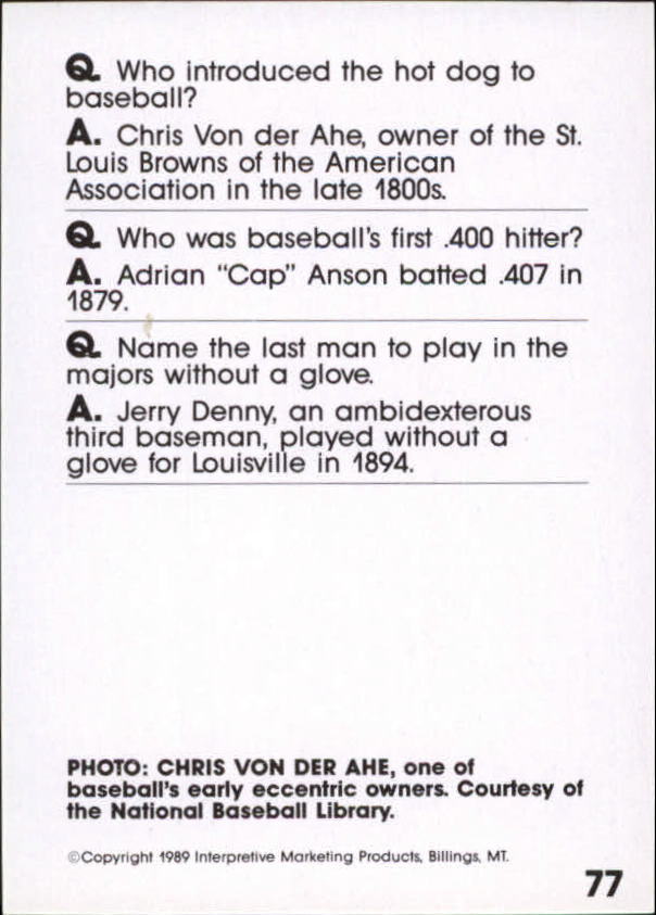 1990 Baseball Wit #77 Chris Von Der Ahe back image