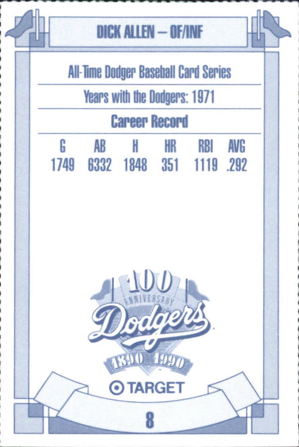 1990 Dodgers Target #8 Dick Allen back image