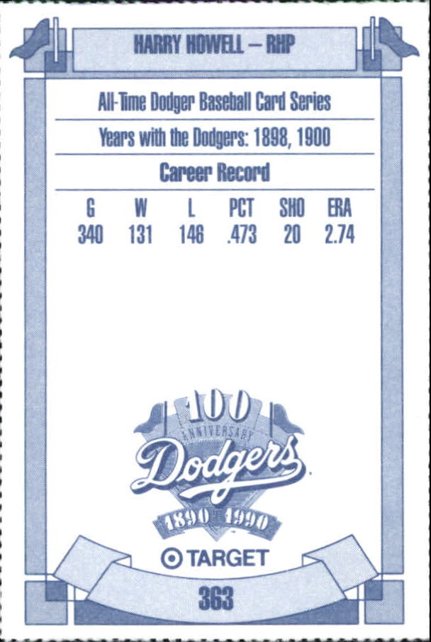1990 Dodgers Target #363 Harry Howell back image