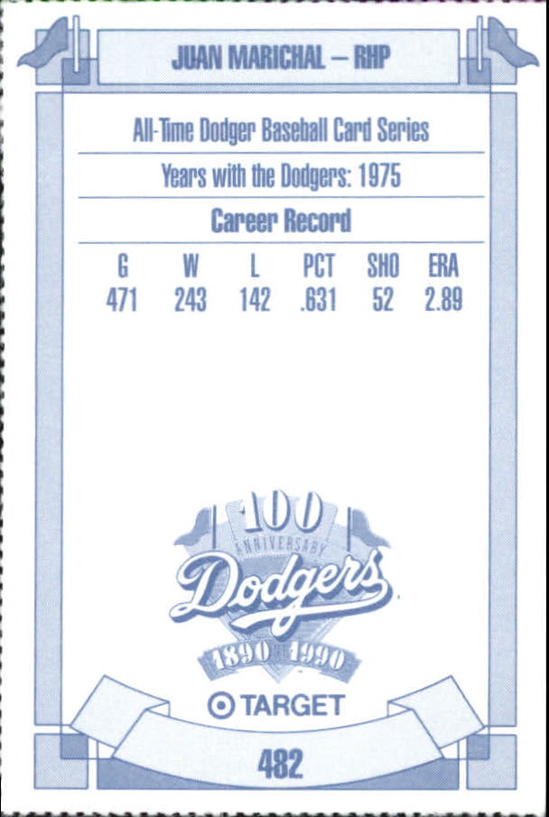 1990 Dodgers Target #482 Juan Marichal back image