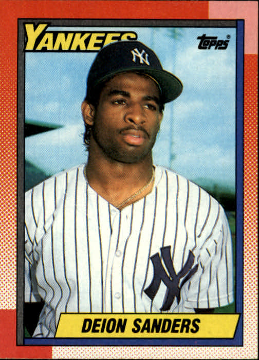 Deion Sanders Signed New York Yankees 1990 Topps #61 Card Beckett