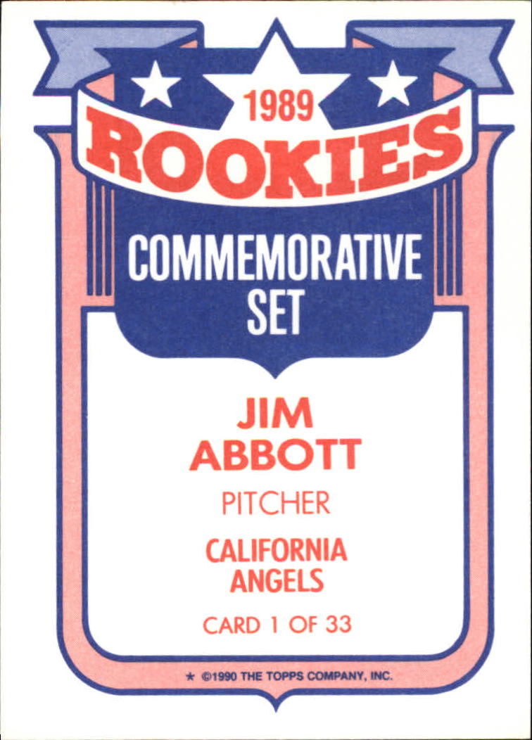 1990 Topps Rookies #1 Jim Abbott back image