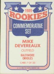 1990 Topps Rookies #7 Mike Devereaux back image