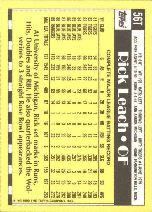 A1199- 1990 Topps Traded BB Karten 1-132 + Rookies -du Pick- 15 + Gratis US - Bild 113 von 265