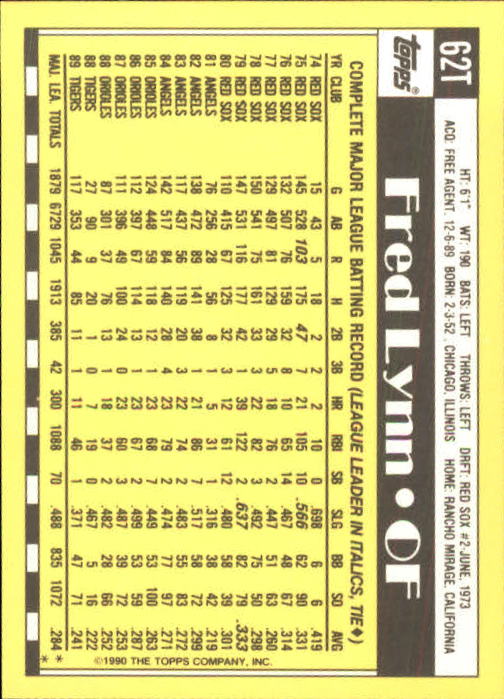 A1199- 1990 Topps Traded BB Karten 1-132 + Rookies -du Pick- 15 + Gratis US - Bild 125 von 265
