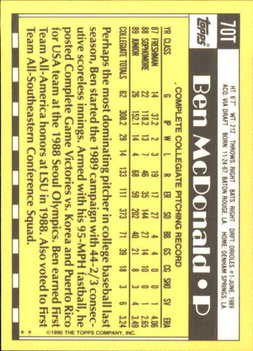 A1199- 1990 Topps Traded BB Karten 1-132 + Rookies -du Pick- 15 + Gratis US - Bild 141 von 265