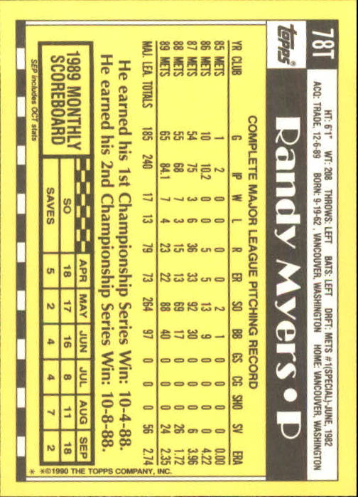 A1199- 1990 Topps Traded BB Karten 1-132 + Rookies -du Pick- 15 + Gratis US - Bild 157 von 265