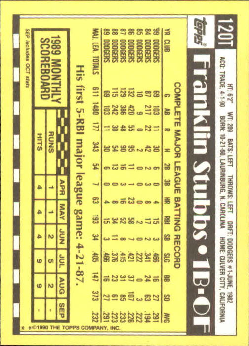 A1199- 1990 Topps Traded BB Karten 1-132 + Rookies -du Pick- 15 + Gratis US - Bild 241 von 265