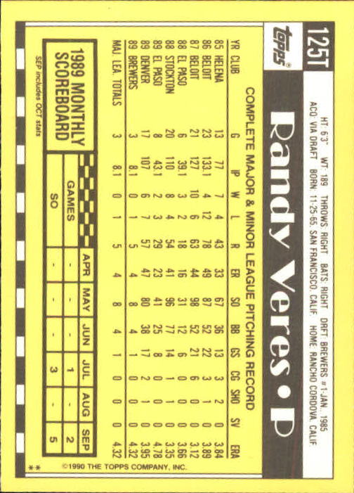 A1199- 1990 Topps Traded BB Karten 1-132 + Rookies -du Pick- 15 + Gratis US - Bild 251 von 265