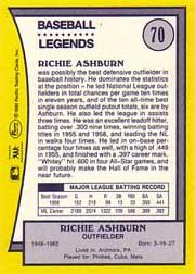 1990 Pacific Legends #70 Richie Ashburn back image
