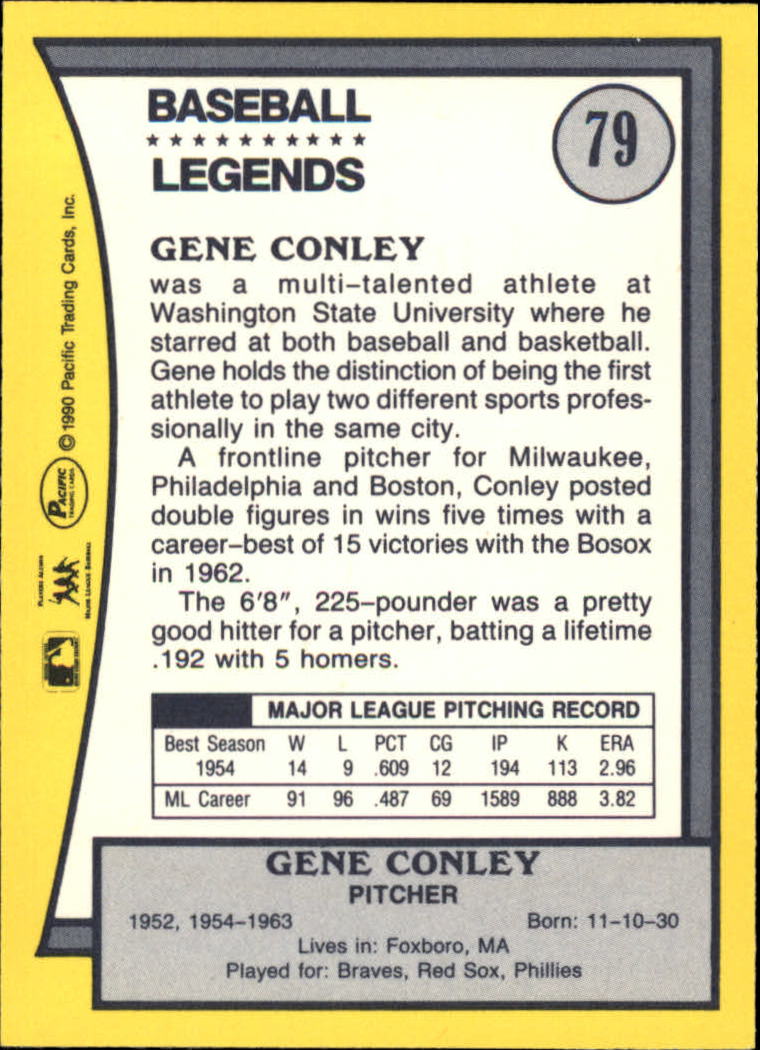 1990 Pacific Legends #79 Gene Conley back image