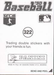 1990 Panini Stickers #322 Barry Bonds back image