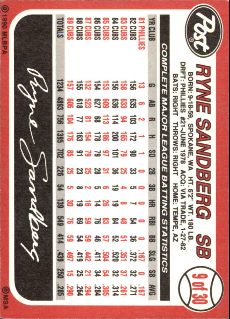 A8379- 1990 Post Baseball Card #' S 1-30 -du Pick- 15 + Gratis US Schiff - Bild 15 von 49