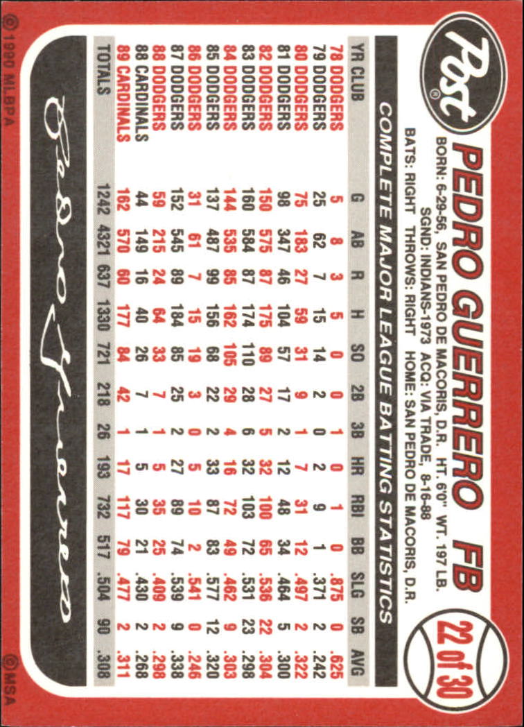 A8379- 1990 Post Baseball Card #' S 1-30 -du Pick- 15 + Gratis US Schiff - Bild 39 von 49