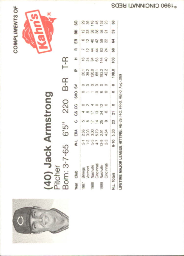 B6494- 1990 Reds Kahn's Cincinnati BB Card #s 1-27 -You Pick- 15+ FREE US SHIP