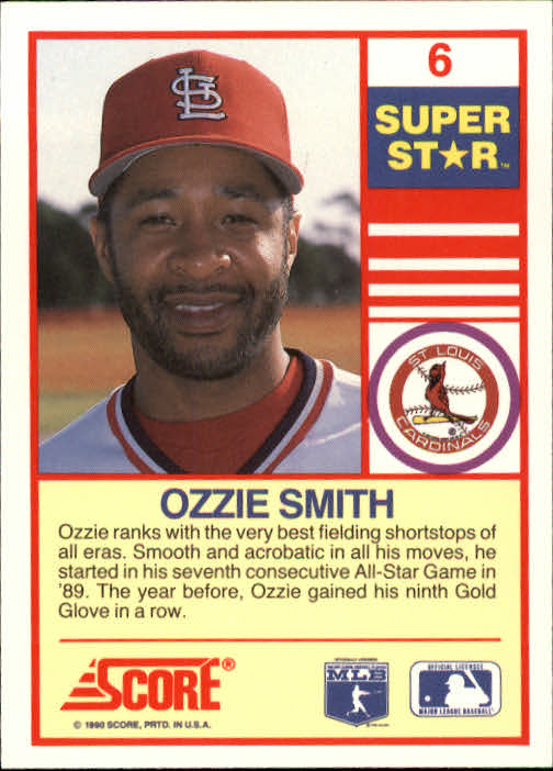 1990 Score 100 Superstars #6 Ozzie Smith back image