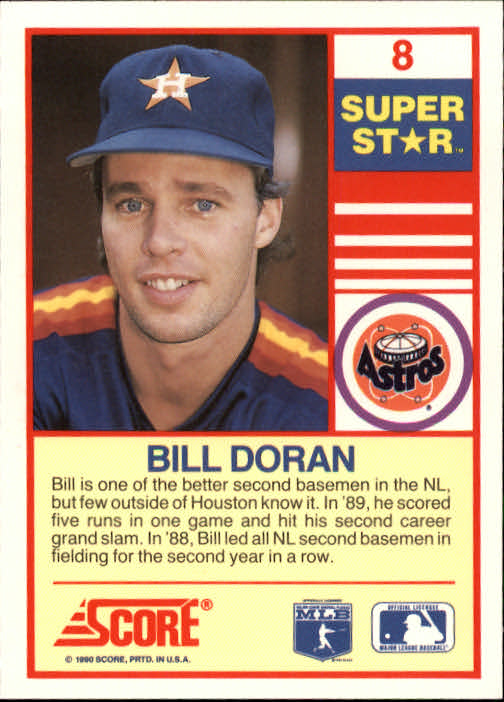 1990 Score 100 Superstars #8 Bill Doran back image