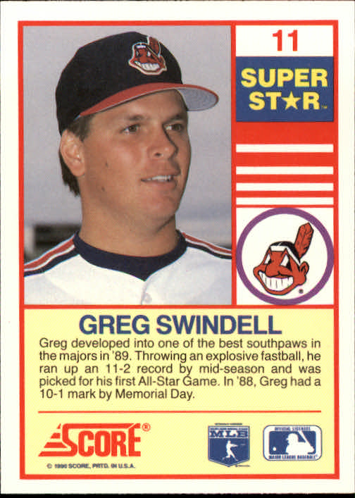 1990 Score 100 Superstars #11 Greg Swindell back image