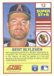 1990 Score 100 Superstars #12 Bert Blyleven back image