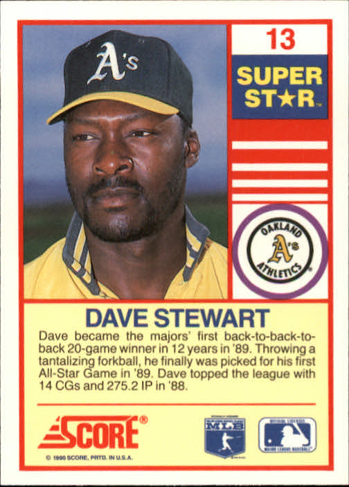 1990 Score 100 Superstars #13 Dave Stewart back image