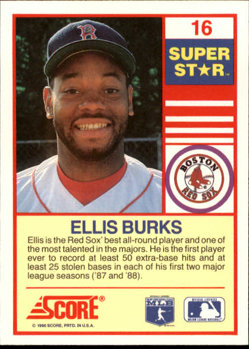 1990 Score 100 Superstars #16 Ellis Burks back image