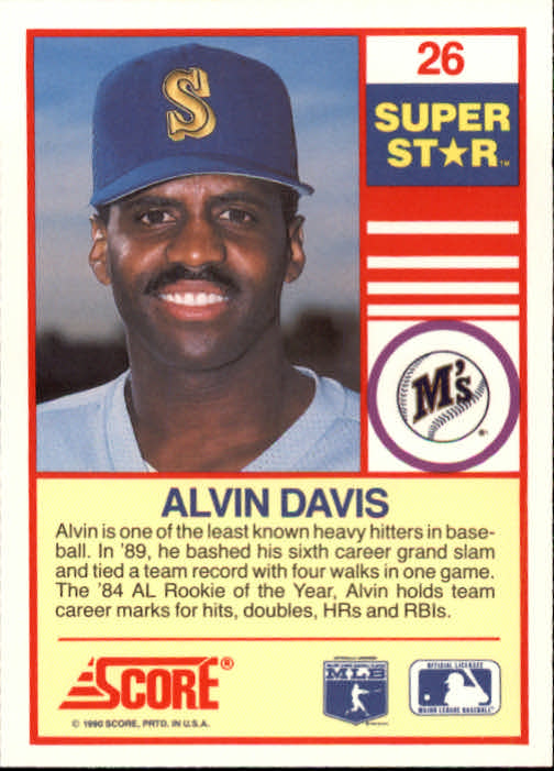 1990 Score 100 Superstars #26 Alvin Davis back image