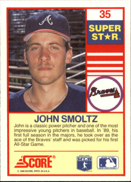 1990 Score 100 Superstars #35 John Smoltz back image