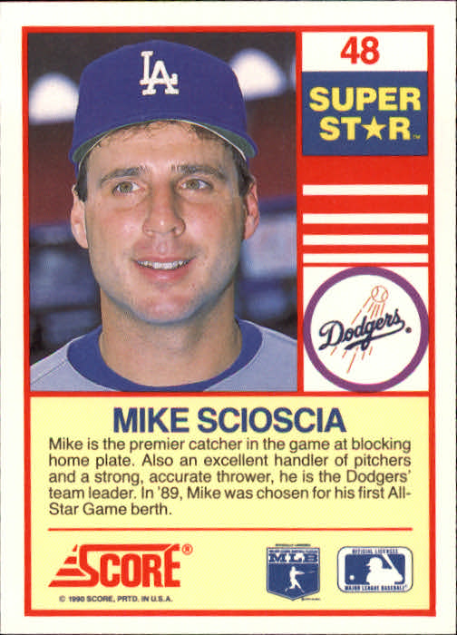 1990 Score 100 Superstars #48 Mike Scioscia back image