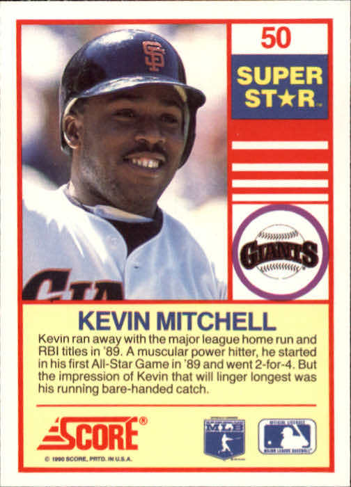 1990 Score 100 Superstars #50 Kevin Mitchell back image