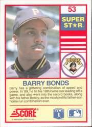 1990 Score 100 Superstars #53 Barry Bonds back image