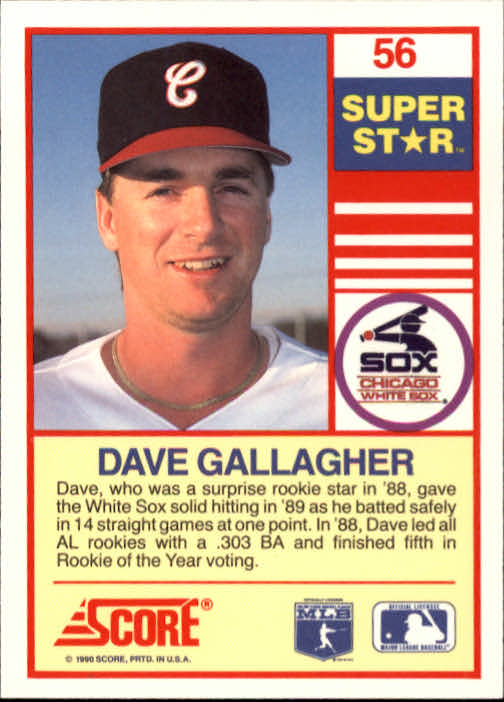 1990 Score 100 Superstars #56 Dave Gallagher back image