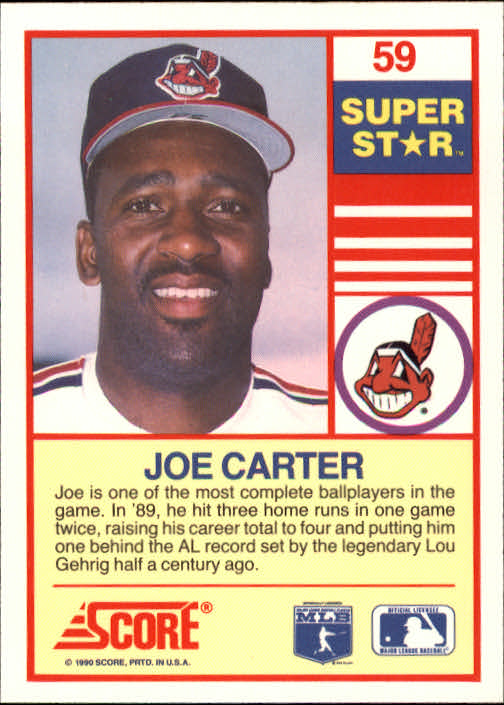 1990 Score 100 Superstars #59 Joe Carter back image