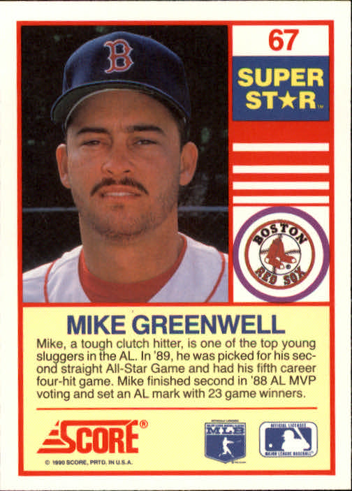 1990 Score 100 Superstars #67 Mike Greenwell back image